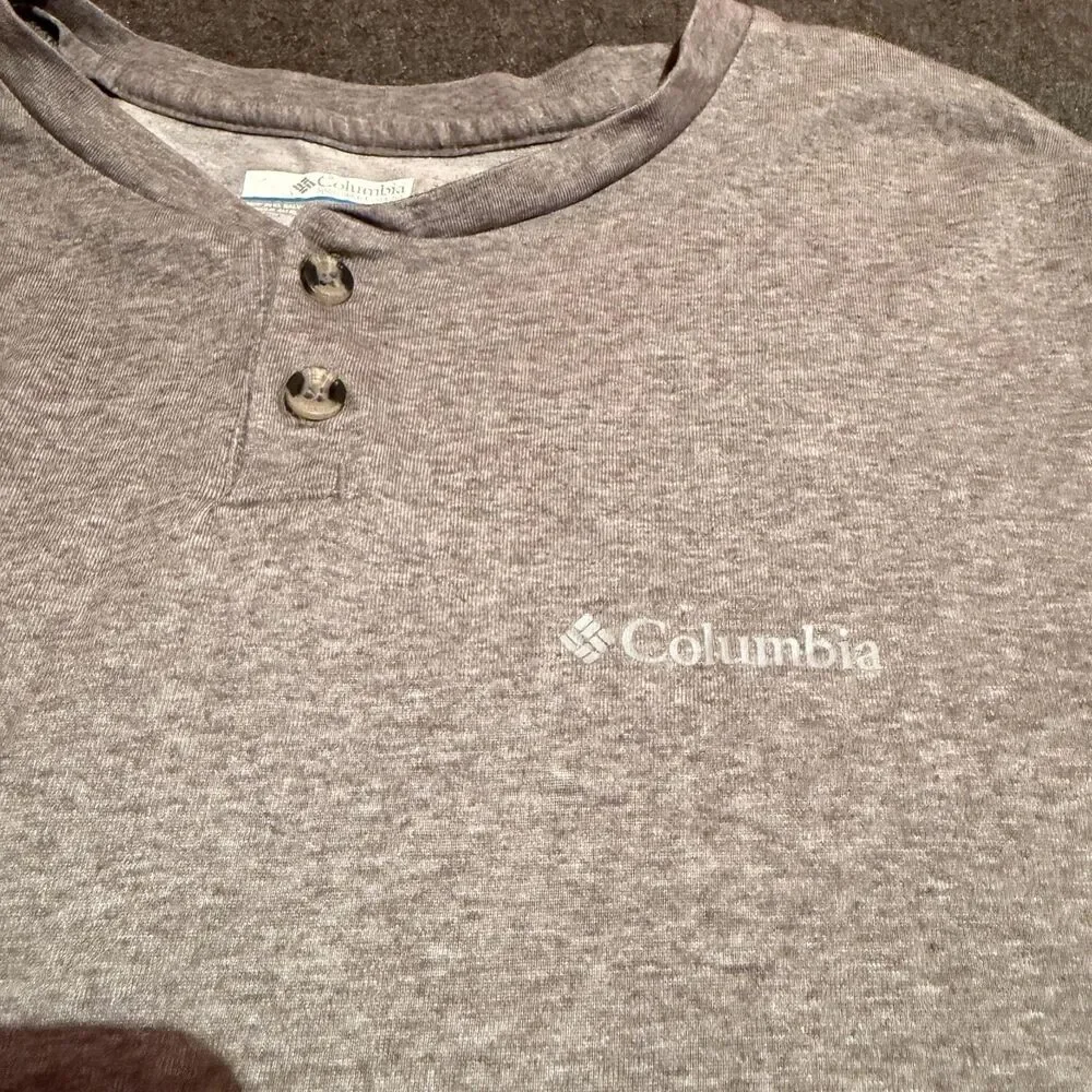 Columbia Shirt Mens M Medium Gray Long Sleeve Henley Omni-Wick Outdoor Hiking